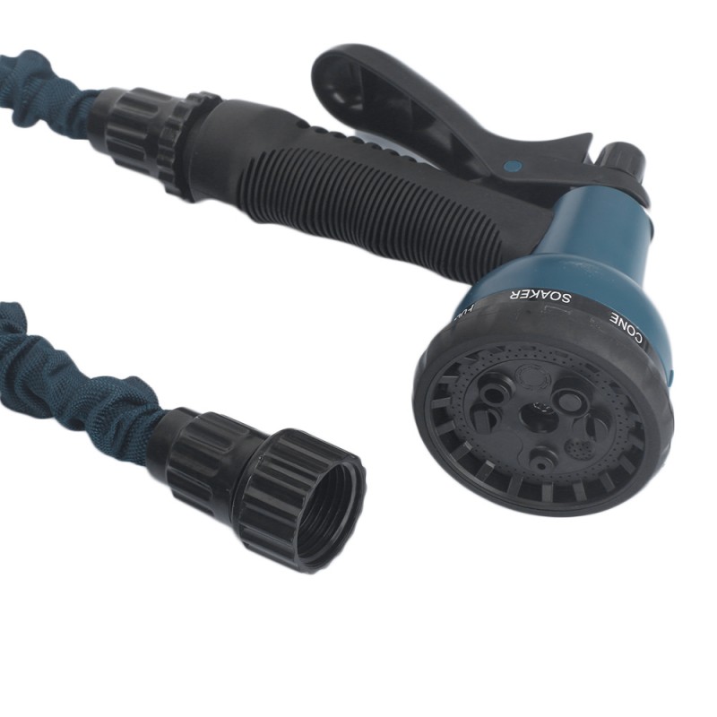 Garden Hose with Spray Nozzle 100FT Stretchable (US Standard Connector) Dark Green Alimart