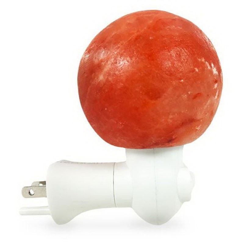 Natural Rock Salt Himalaya Salt Lamp Exquisite Sphere Air Purifier with Wood Base Amber Alimart