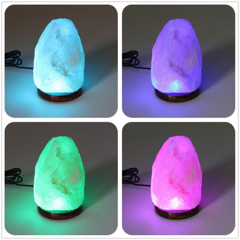 Natural Rock Himalaya Salt Lamp USB Powered 7 LED Colors Alimart