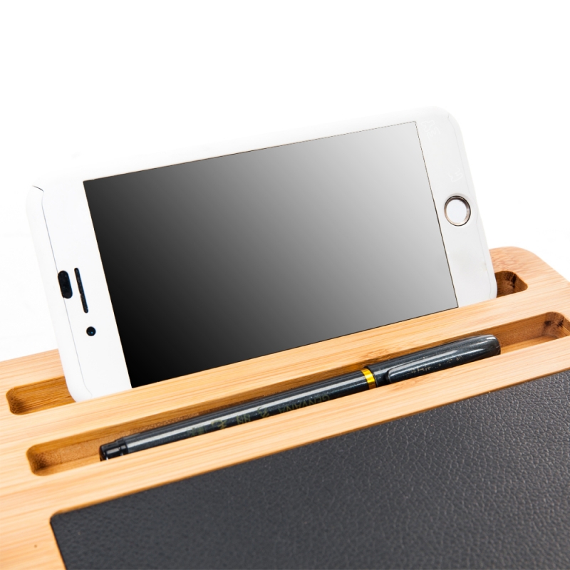 Portable Practical Bamboo Tabletop Laptop Holder with Mouse Mat Wood