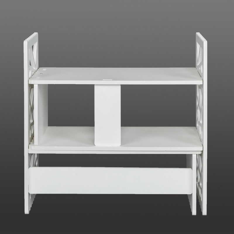 Expandable Openwork Desktop Corner Shelf Bookshelf Shelving Matte White