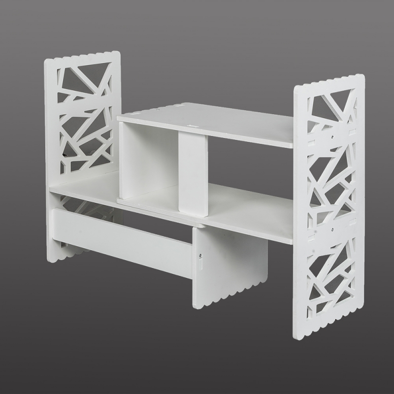 Expandable Openwork Desktop Corner Shelf Bookshelf Shelving Matte White Alimart