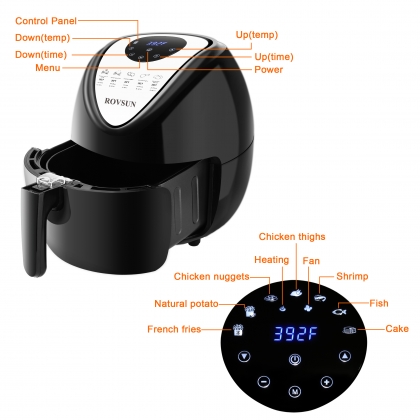 ROVSUN KAF1800P-D1 1800W 5.3 L Air Fryer 120V Computer Model Black US