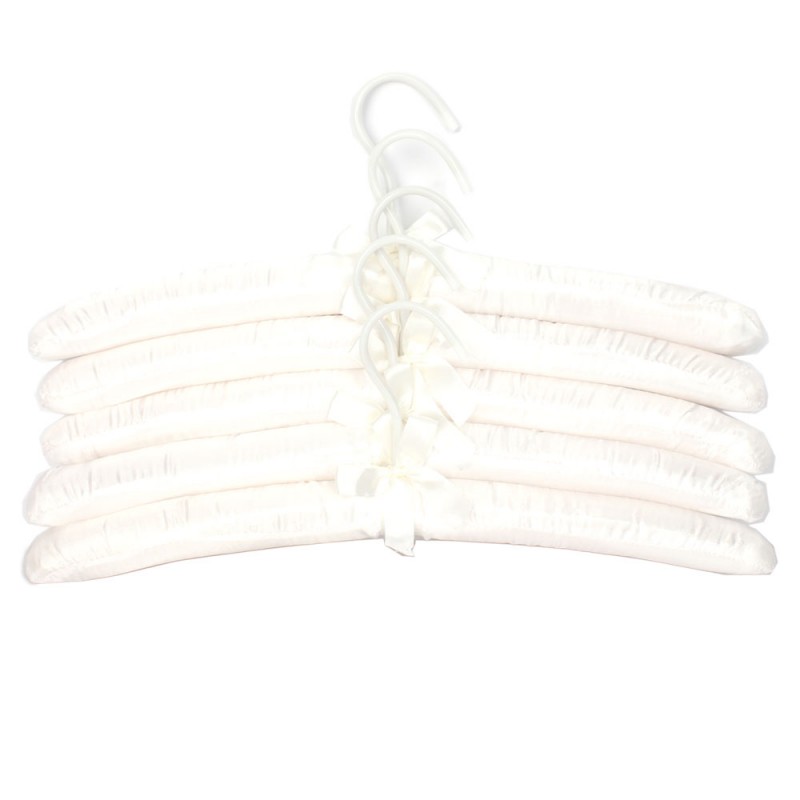 5PCS Satin Hangers Clothes Padded White Alimart