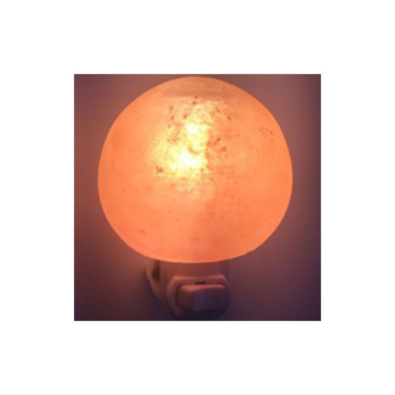 Natural Rock Salt Himalaya Salt Lamp Exquisite Sphere Air Purifier with Wood Base Amber Alimart
