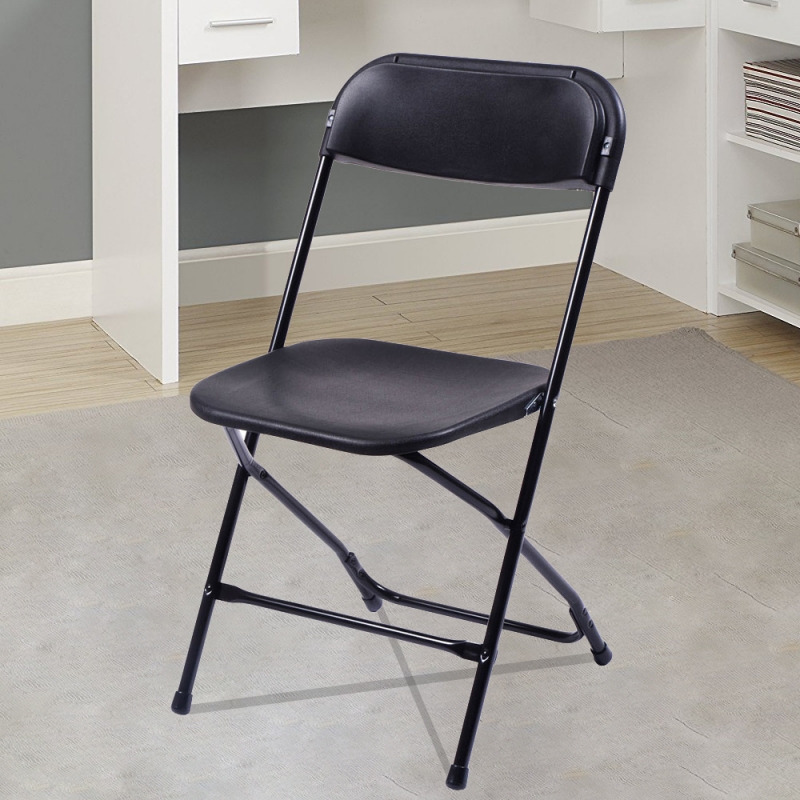 Plastic Folding Chairs 5pcs Portable Black Alimart