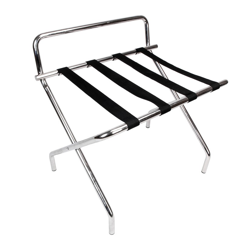 Portable Luggage Rack with Backrest Stainless Steel Silver Alimart