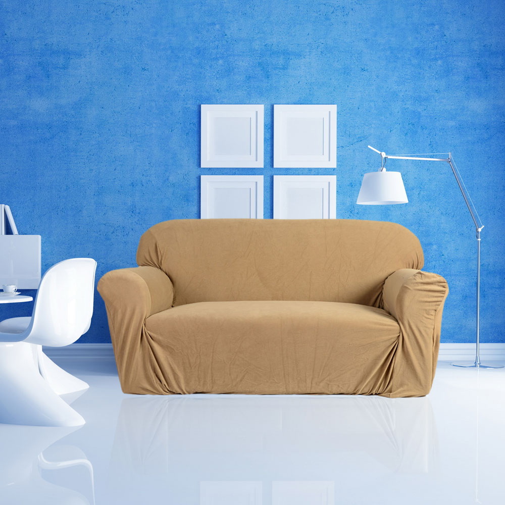 Floor chaise sofa lounge japanese living sleeper lounger modern chair foldable furniture Sofa Cover Stretch Slipcover 3-Seat Beige - Alimart