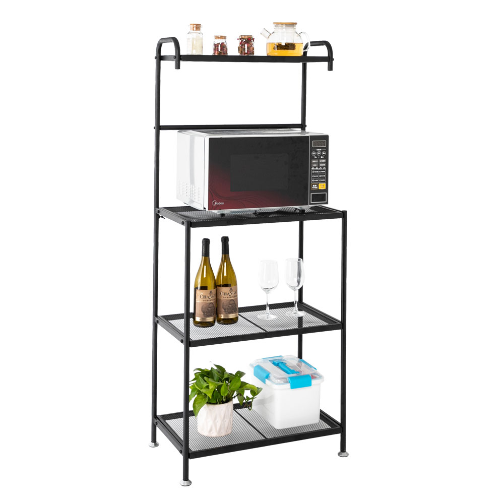 4Tier Microwave Oven Stand Shelves Wire Mesh Laminate Kitchen Shelf Storage US Alimart